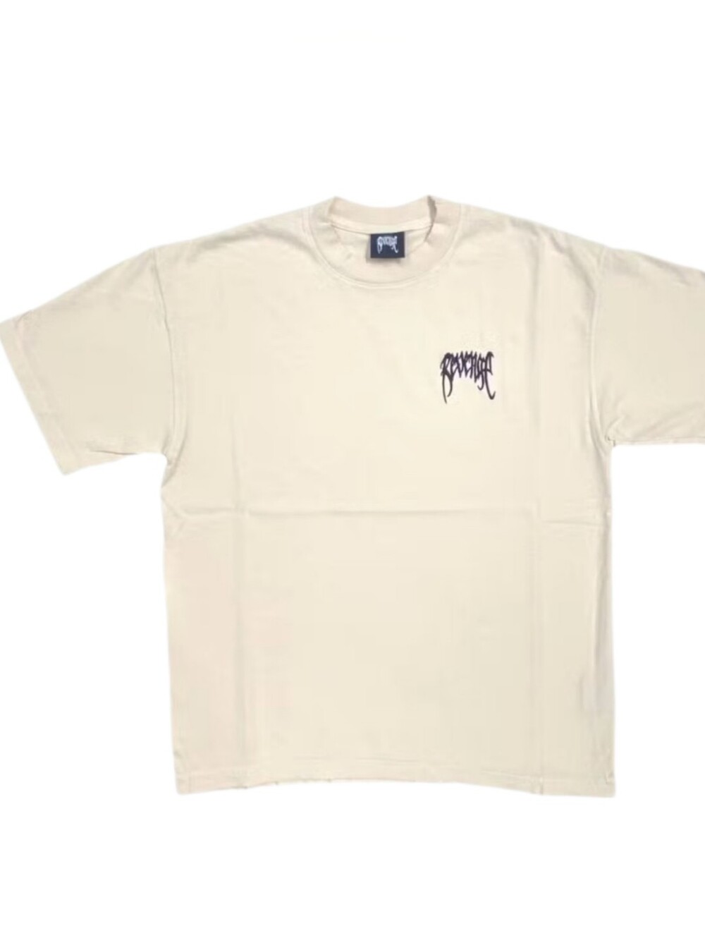Revenge Basic Embroidered T-Shirt Men's XXL Cream Logo Streetwear Tee